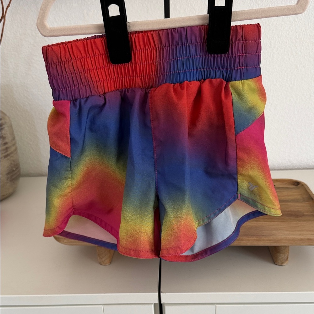 Old Navy Girls Rainbow Gradient Athletic Shorts - Multicolor